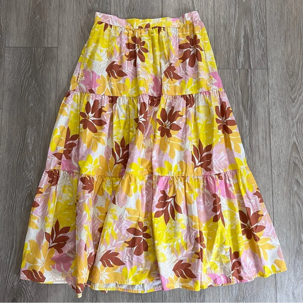 Xirena Angeline Tiered Cotton Skirt in Pink Lemonade
